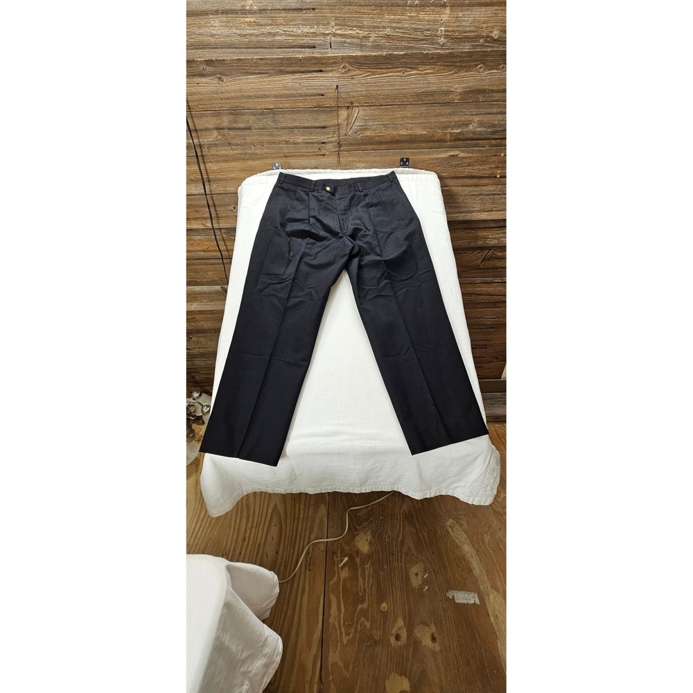 Bills Khakis M2P Pleated Dress Pants Mens 40 Black Cotton Linen Blend USA Made